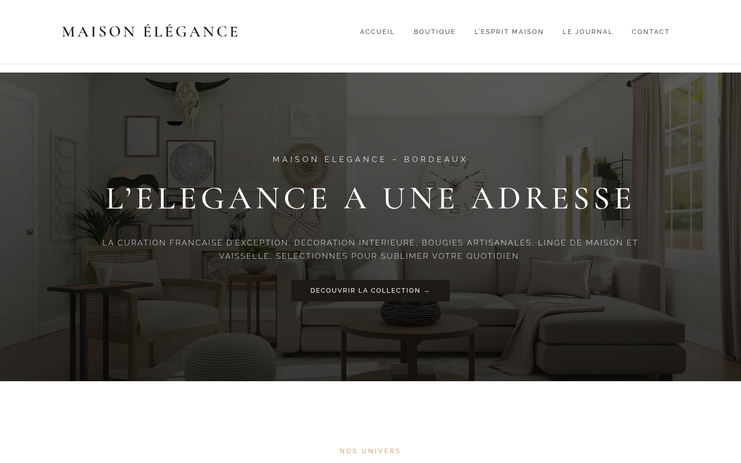 E-commerce Maison Élégance — Bordeaux